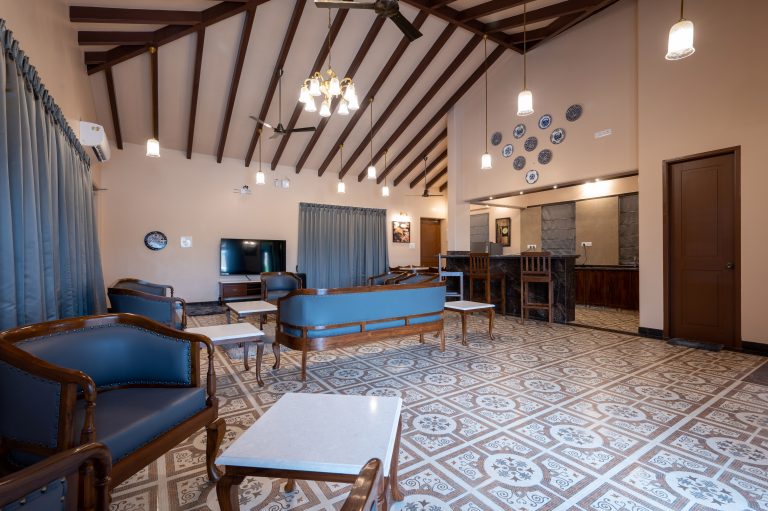 Spacious drawing room in 4BHK villa: Comfortable and roomy.